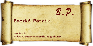 Baczkó Patrik névjegykártya