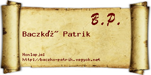 Baczkó Patrik névjegykártya